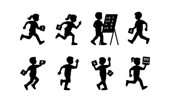 Children Silhouette Educational School Design