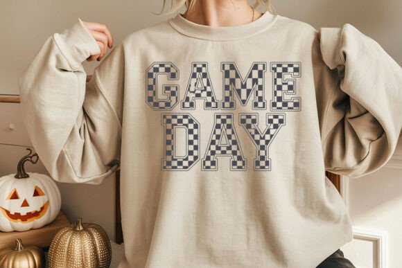 Retro Checkered Game Day Design for Embroidery