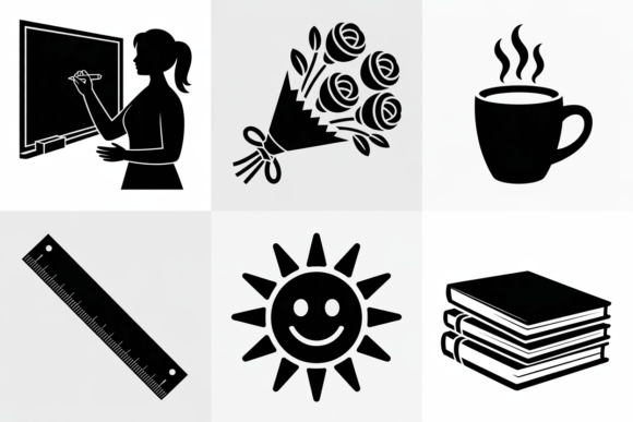 School Icons Teacher Flower Coffee Sun Review