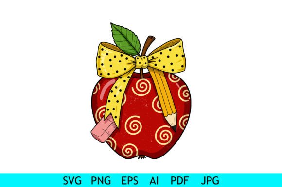 Teacher Apple Pencil Bow Clipart: A Versatile Design