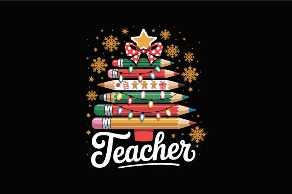 Teacher Christmas Pencil Tree: A Festive Embroidery Design