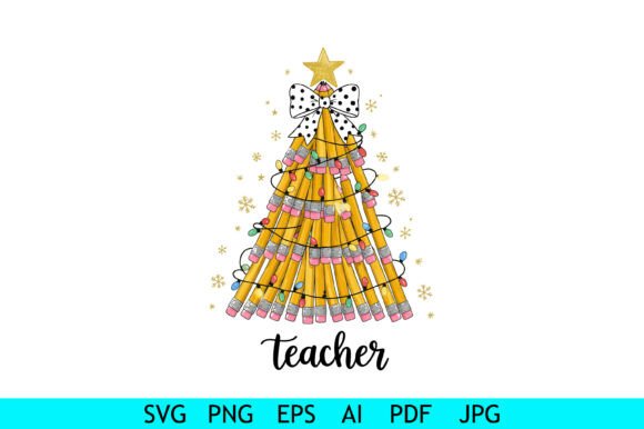 Teacher Pencil Christmas Tree Art: A Festive Embroidery Design