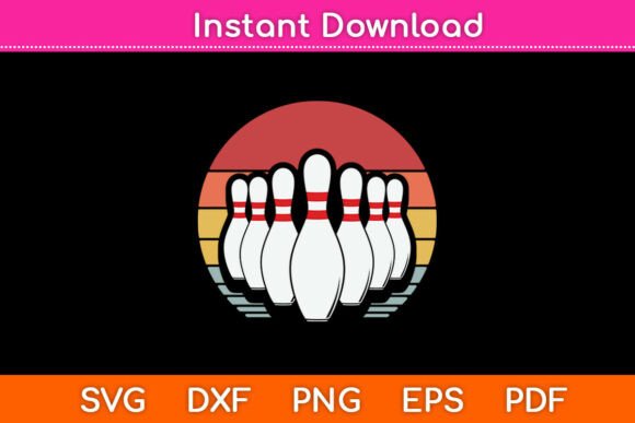 Vintage Bowling Pin 80s Sunset Svg: A Retro Delight
